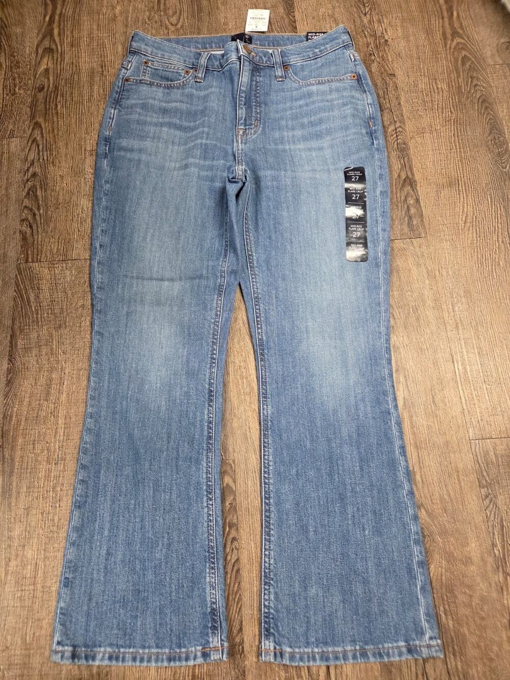 J. Crew NWT Midrise Crop Flare Denim Medium Wash Jeans Size 27